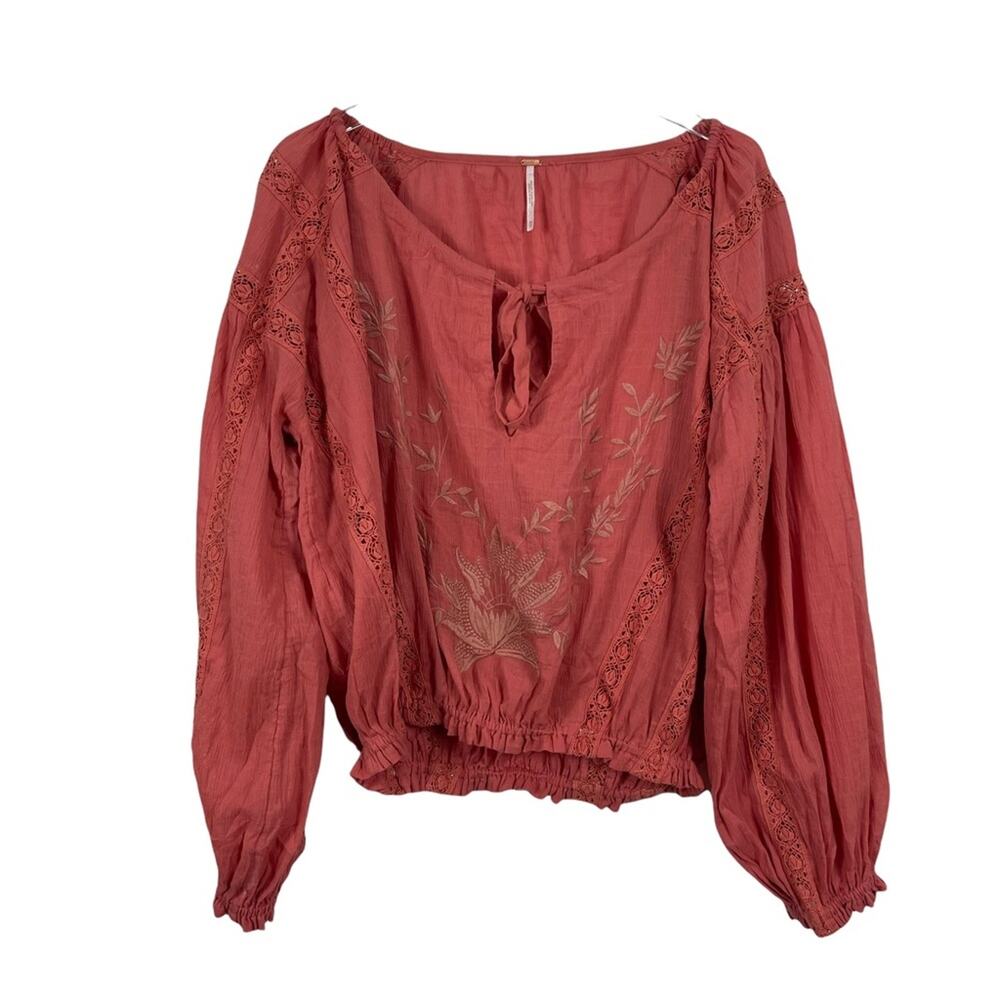 Free People Maria Maria Crochet Embroidered Blouse Top Size XS - Picture 2 of 9